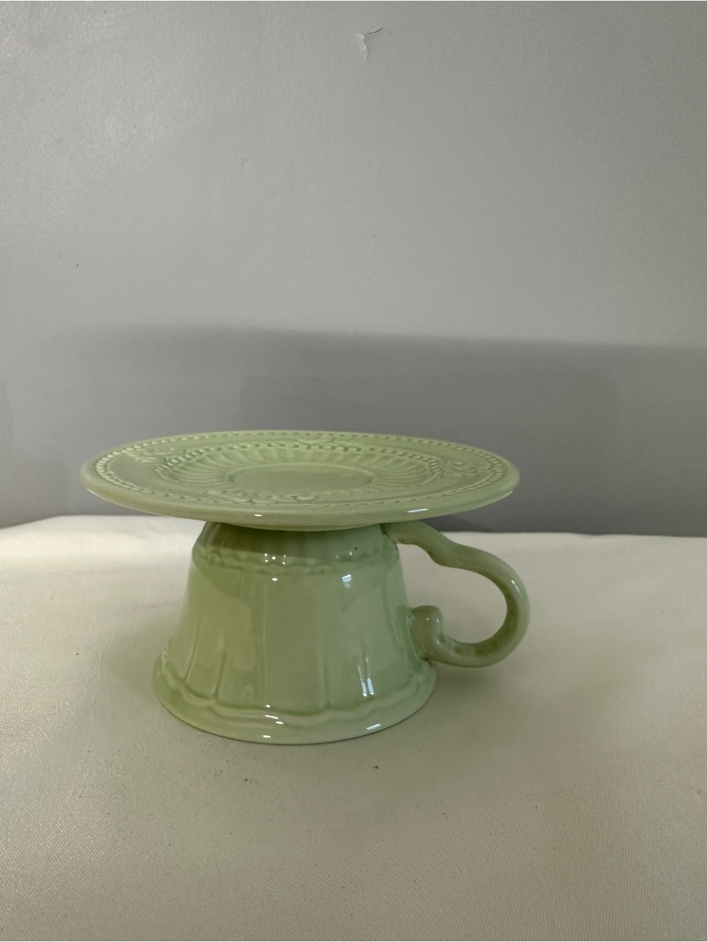 Green Ceramic Pedestal Trinket Stand